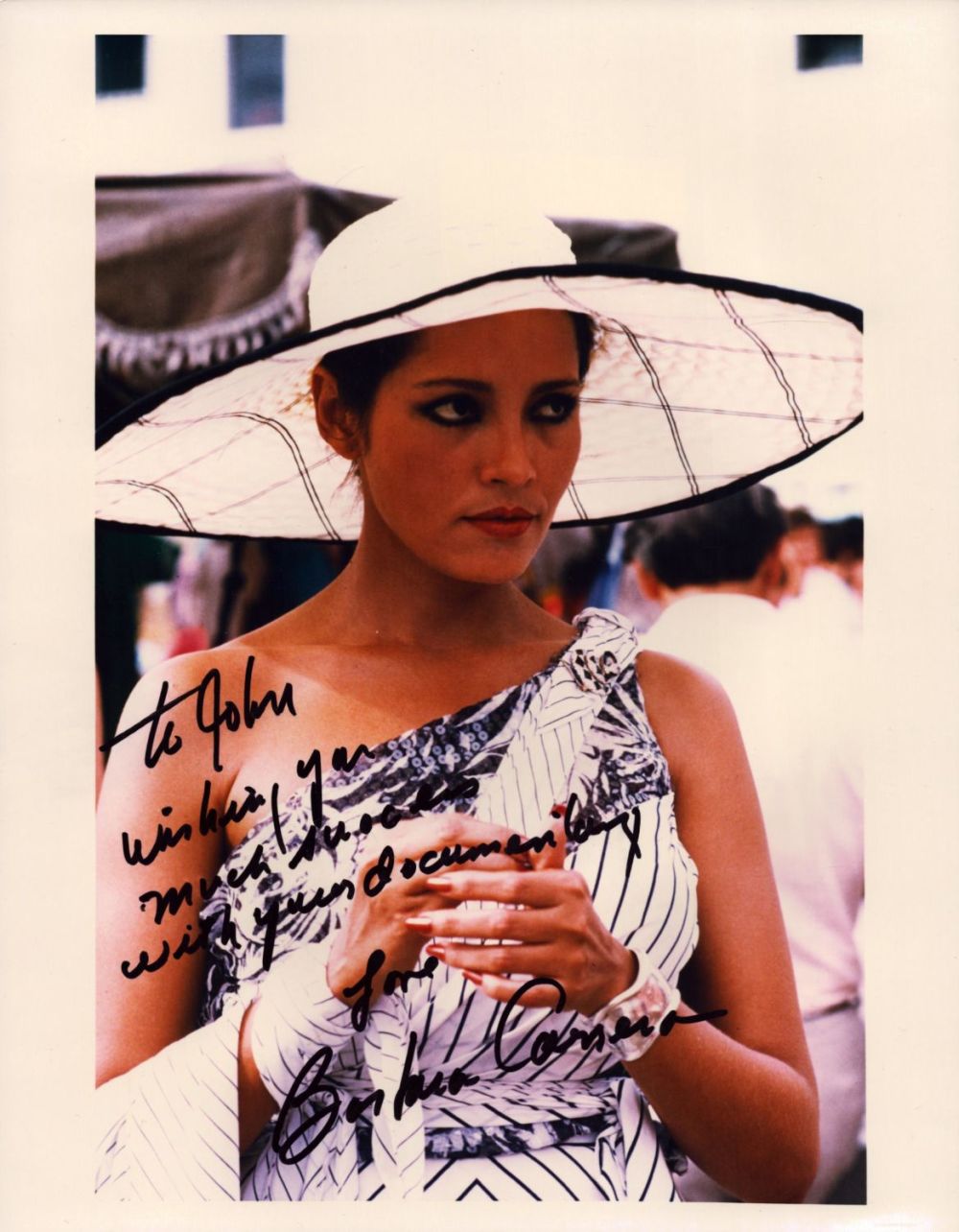 Lot 538: Barbara Carrera signed 10x8 inch colour photo. DEDICTED....