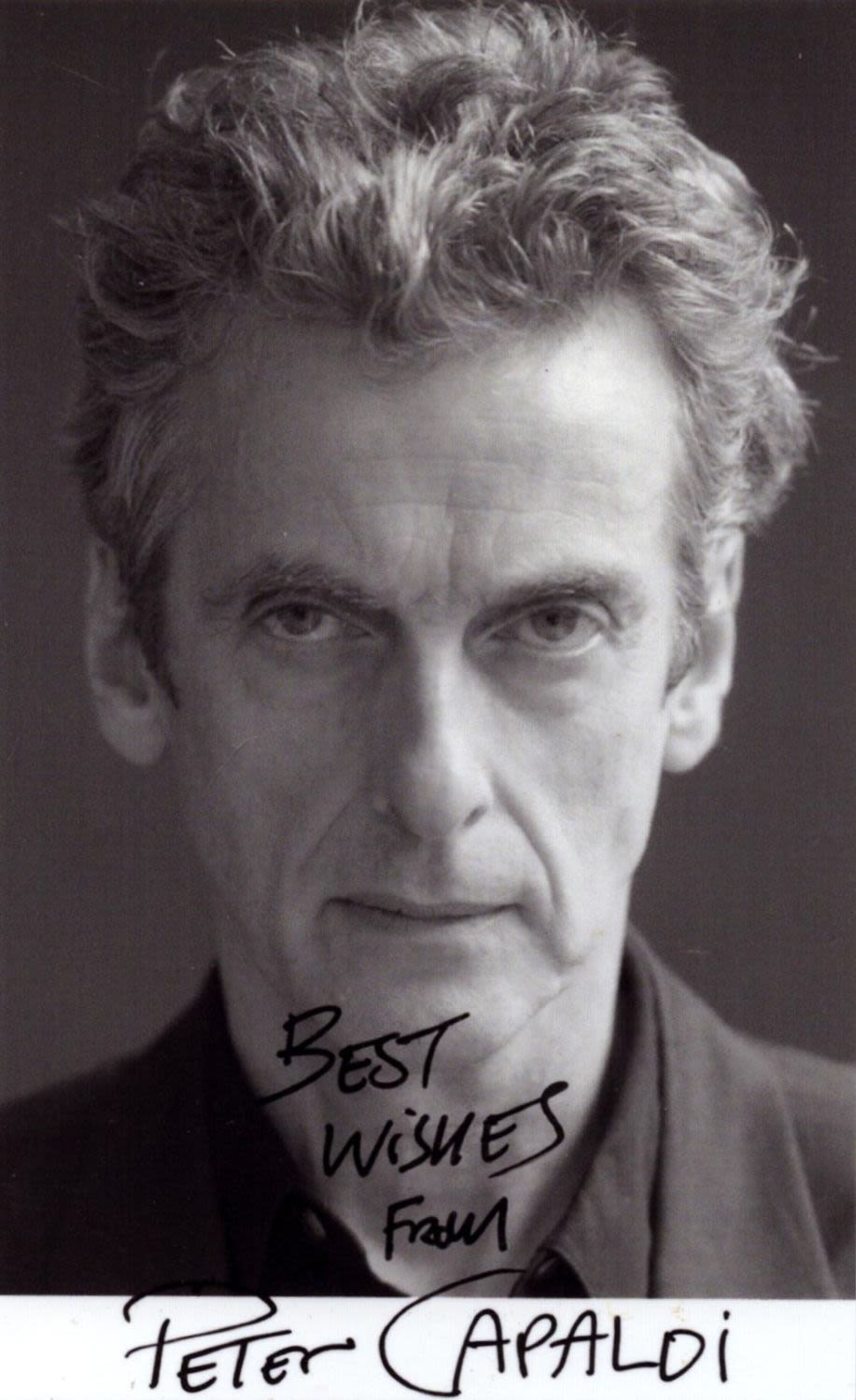 Lot 562: Peter Capaldi signed 5.5.3.5 inch black and white...