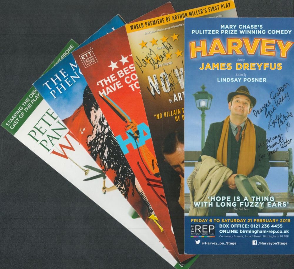 Lot 604: Theatre flyers x 5 Collection signed Nancy Wallinger....