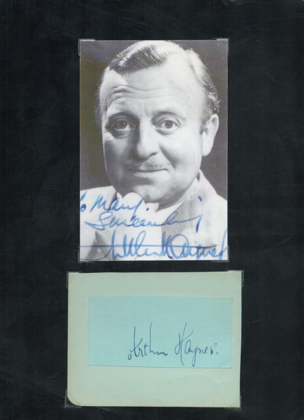 Lot 615: Arthur Haynes signed Autograph page plus black &...