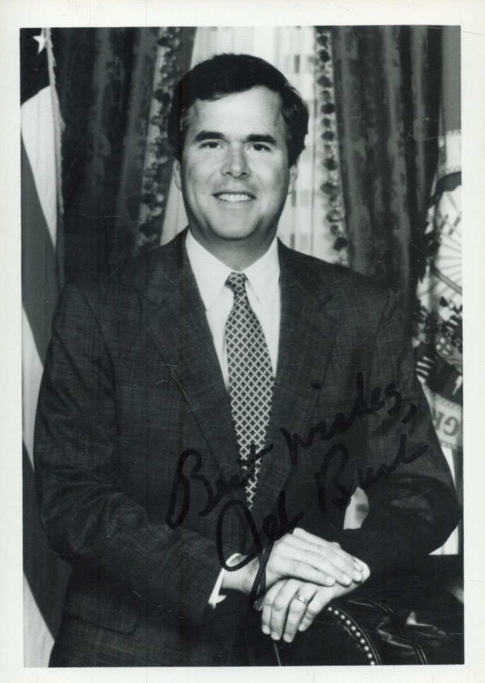 Lot 617: Jeb Bush signed black & white photo 7x5...