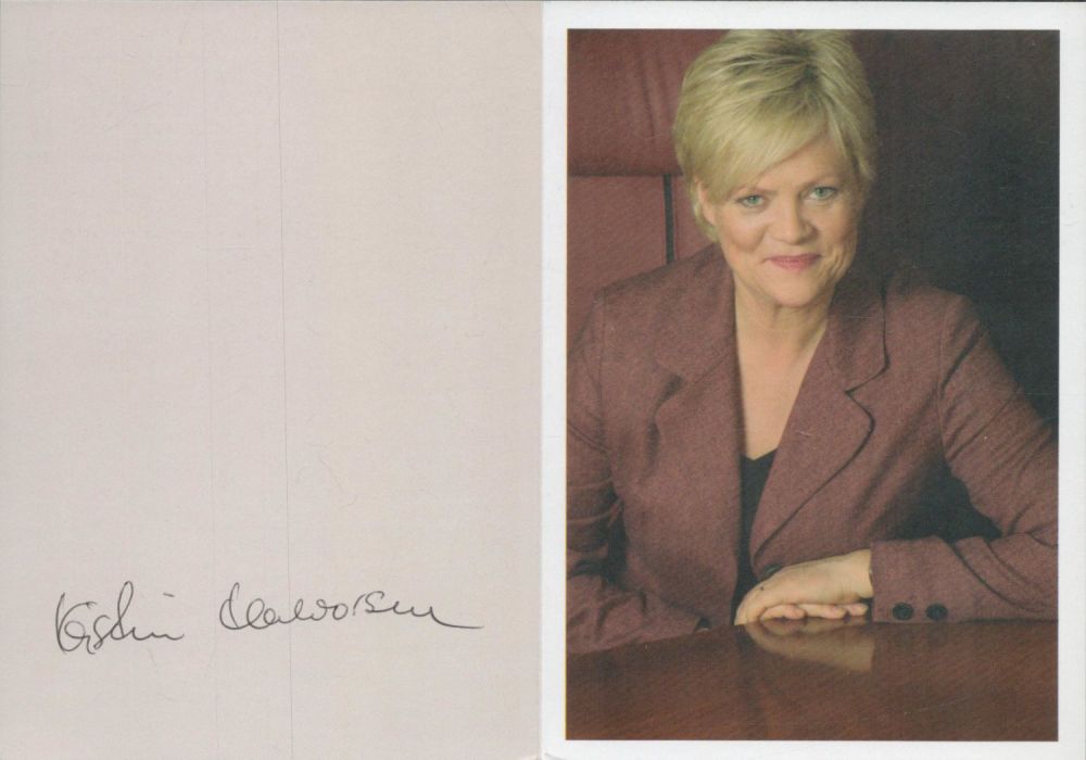 Lot 618: Kristin Halvorsen signed colour Greeting Card colour picture inside....