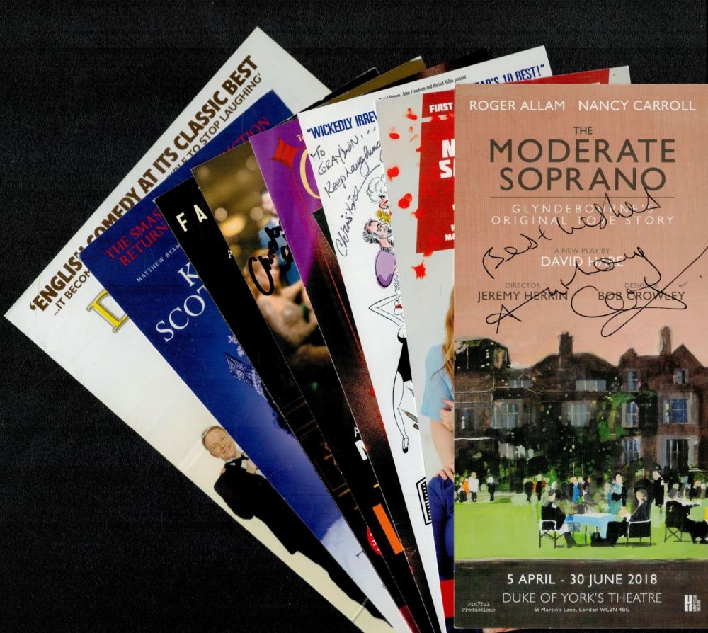 Lot 630: Theatre flyers x 8 collection. Signed signatures such...