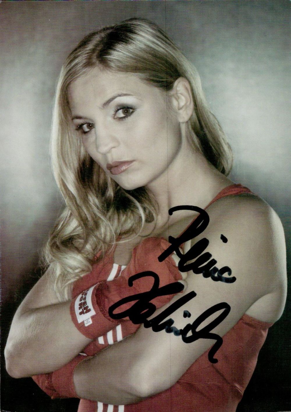 Lot 634: Regina Halmich signed promo photo 6x4 Inch. Is...