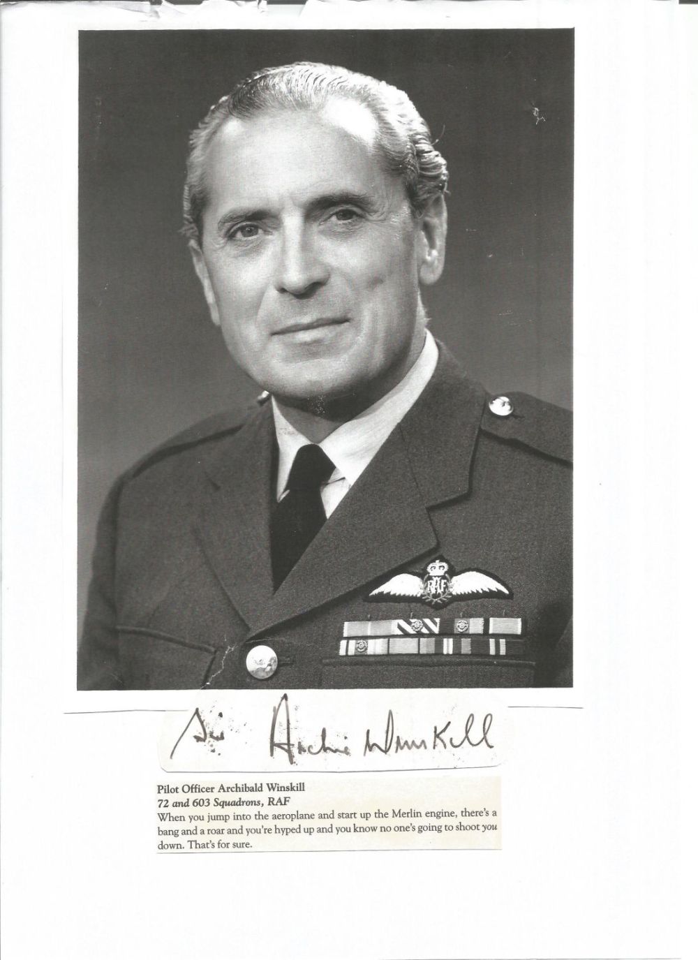 Lot 651: WW2 BOB fighter pilot Archibald Winskill 72 sqn...