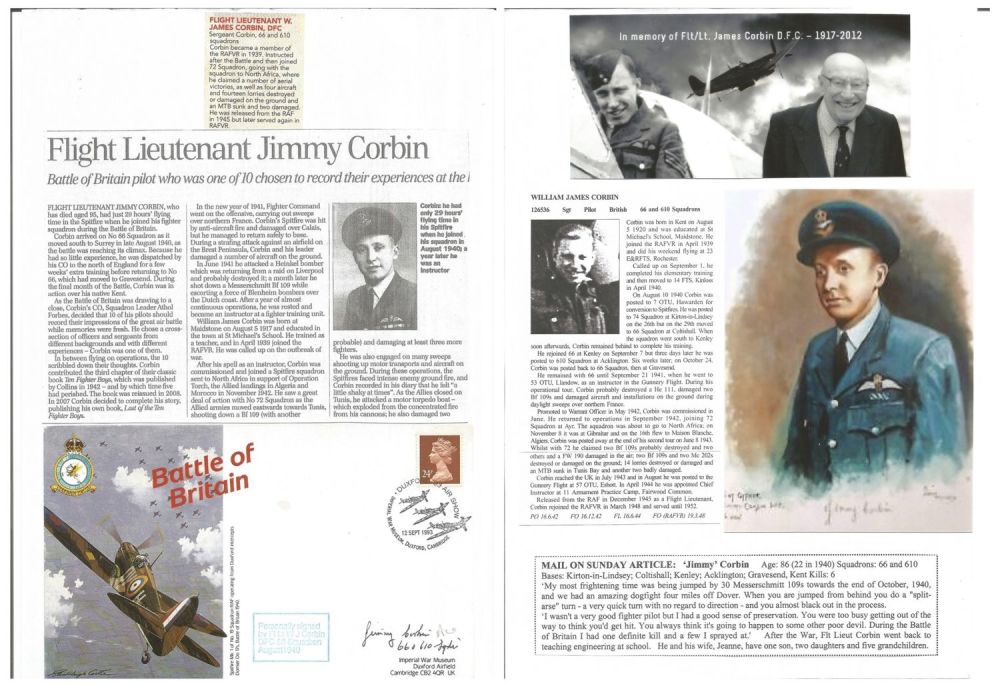 Lot 661: WW2 BOB fighter pilots William Corbin 66 sqn...