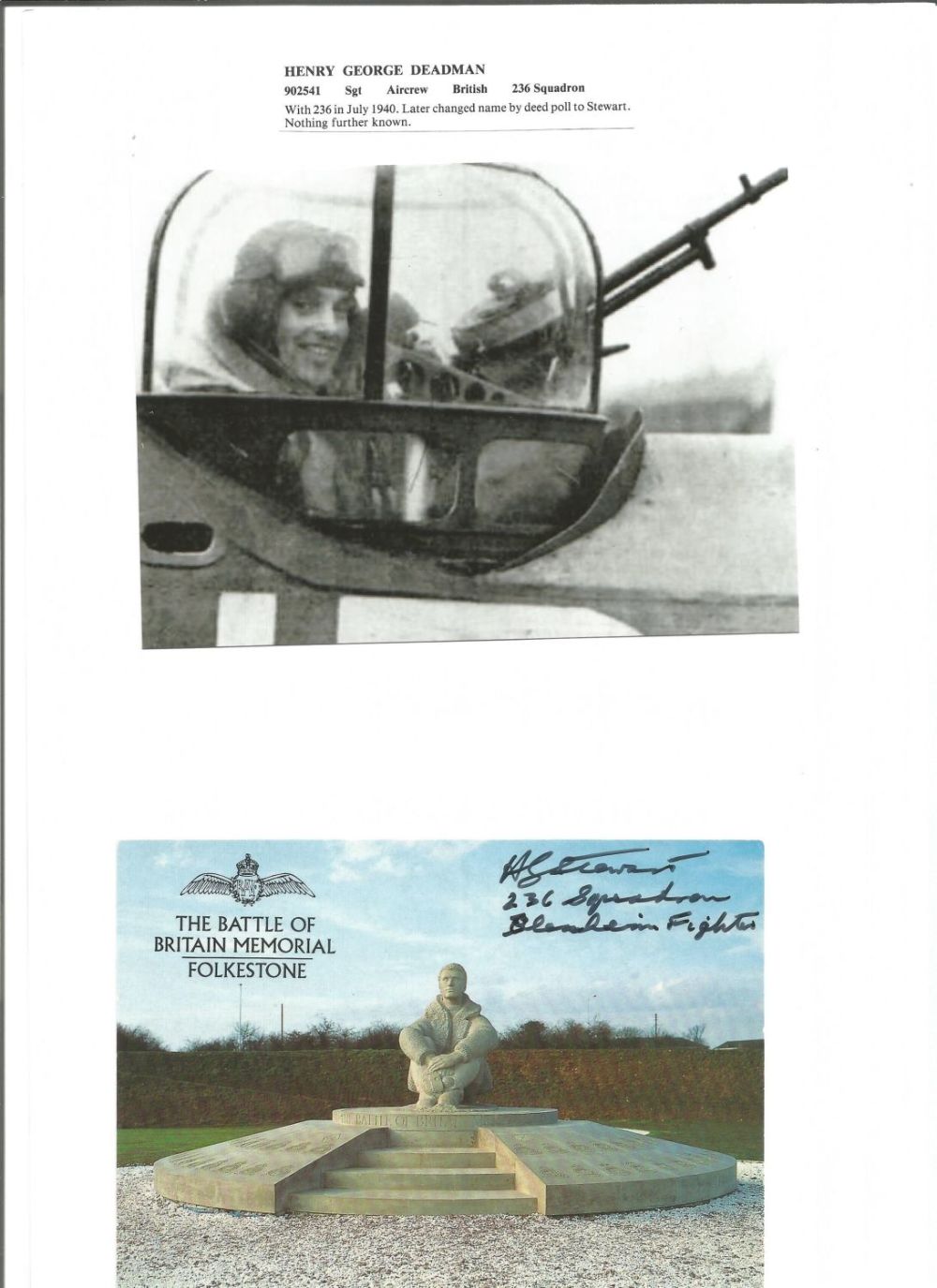 Lot 675: WW2 BOB fighter pilot H G Stewart 236...