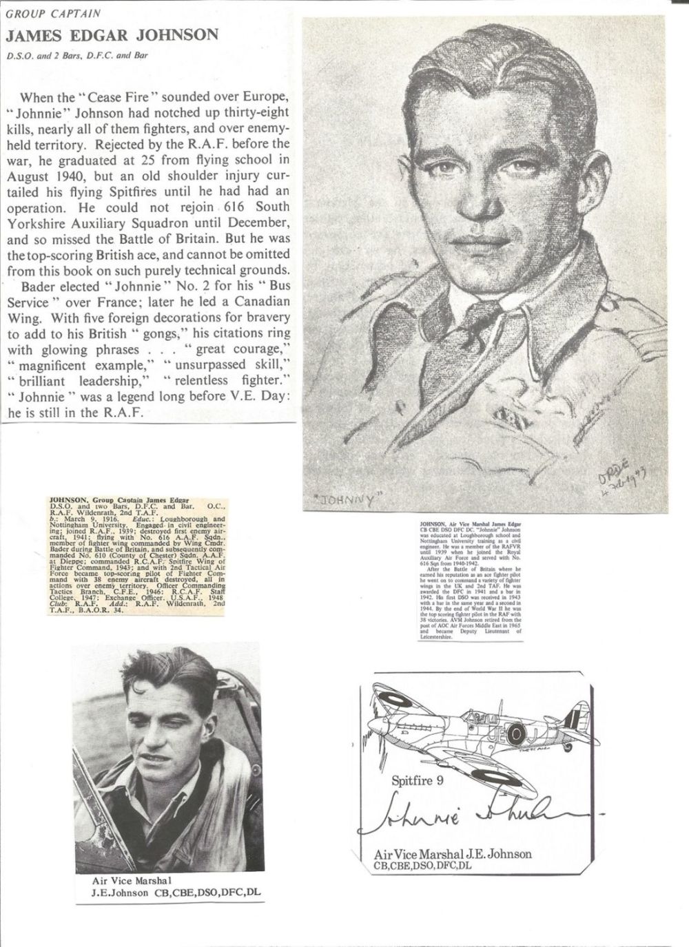 Lot 681: WW2 BOB fighter pilot Johnson, James 616 sqn...