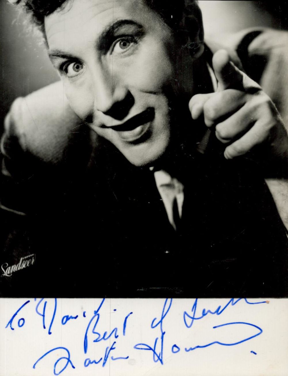 Lot 96: Frankie Howerd signed 6x4inch young image black and...