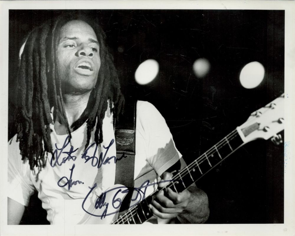 Lot 102: Eddy Grant signed 10x8 inch black and white...