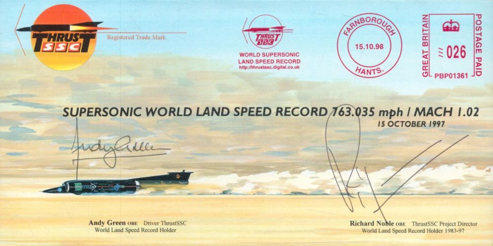 Lot 123: Andy Green and Richard Noble signed Supersonic World...