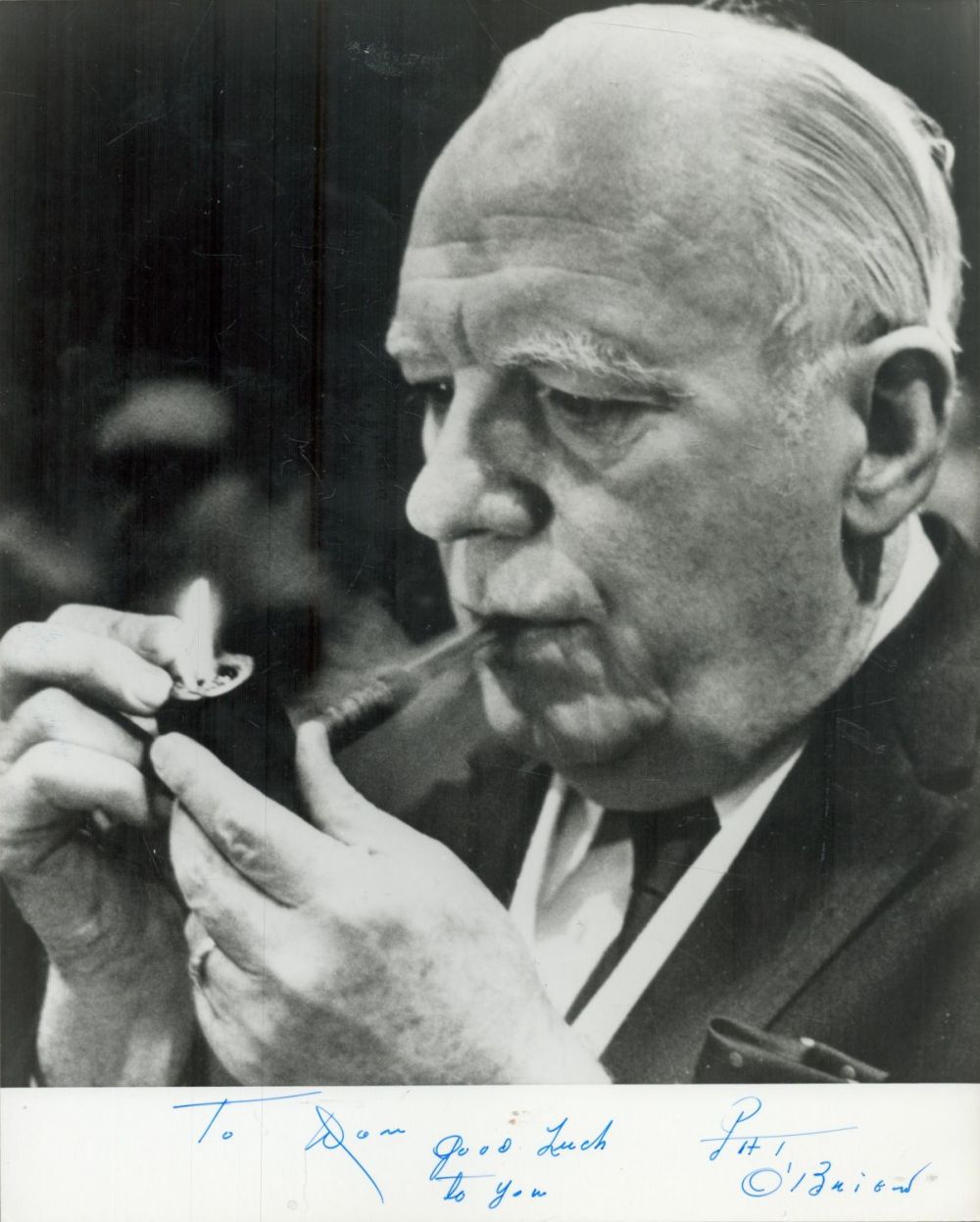 Lot 152: Pat O'Brien signed 10x8inch black and white photo....