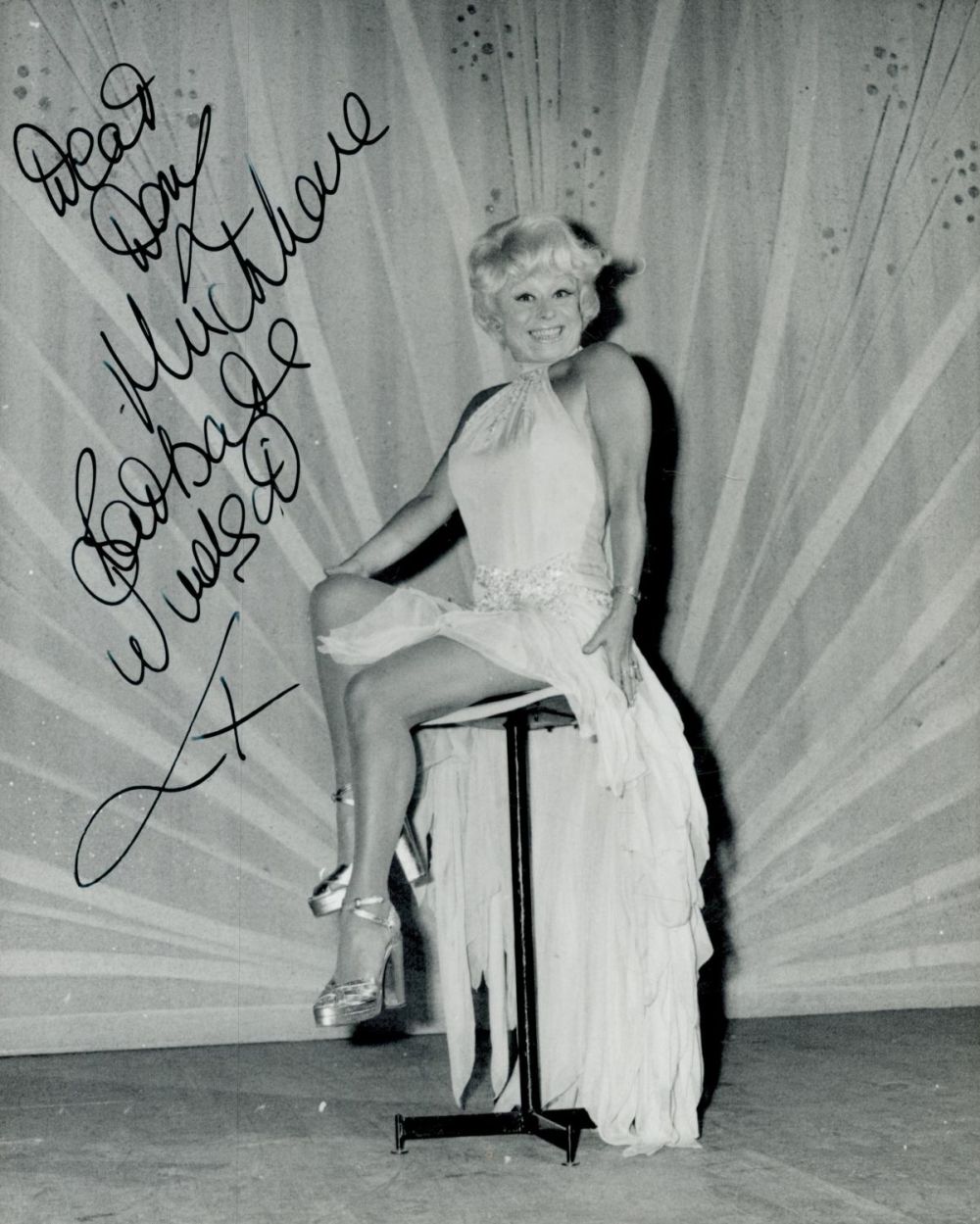 Lot 169: Barbara Windsor signed 10x8inch black and white photo....