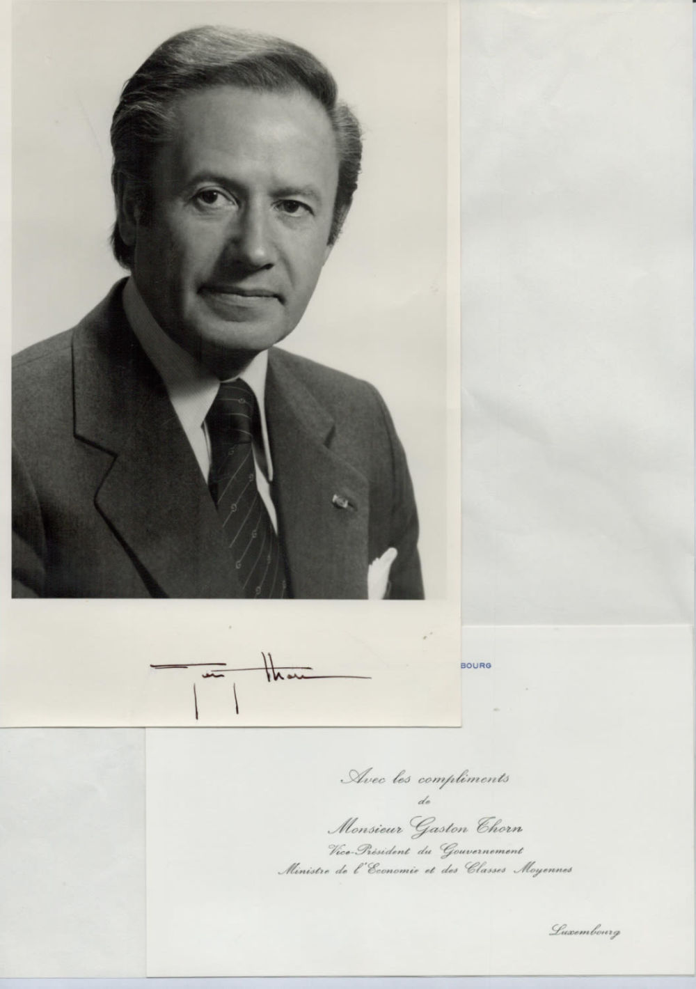 Lot 218: Gaston Thorn signed 8x6 inch black and white...