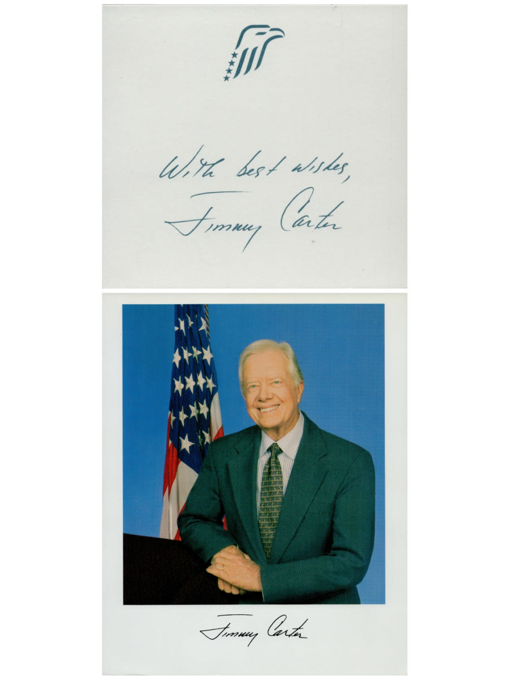 Lot 222: Jimmy Carter signed 10x8 inch colour photo with...