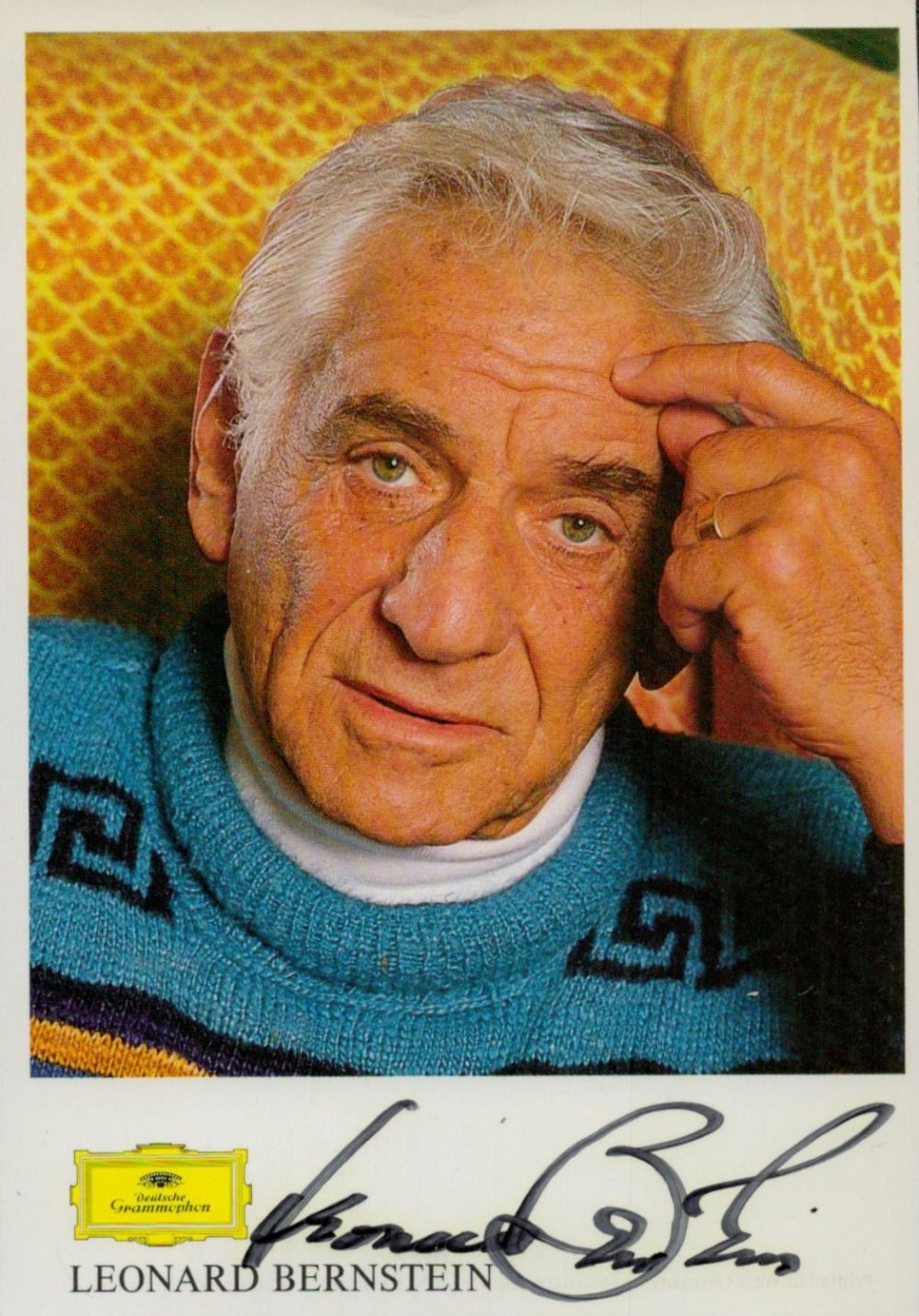Lot 240: Leonard Bernstein signed 6x4 inch colour promo photo....