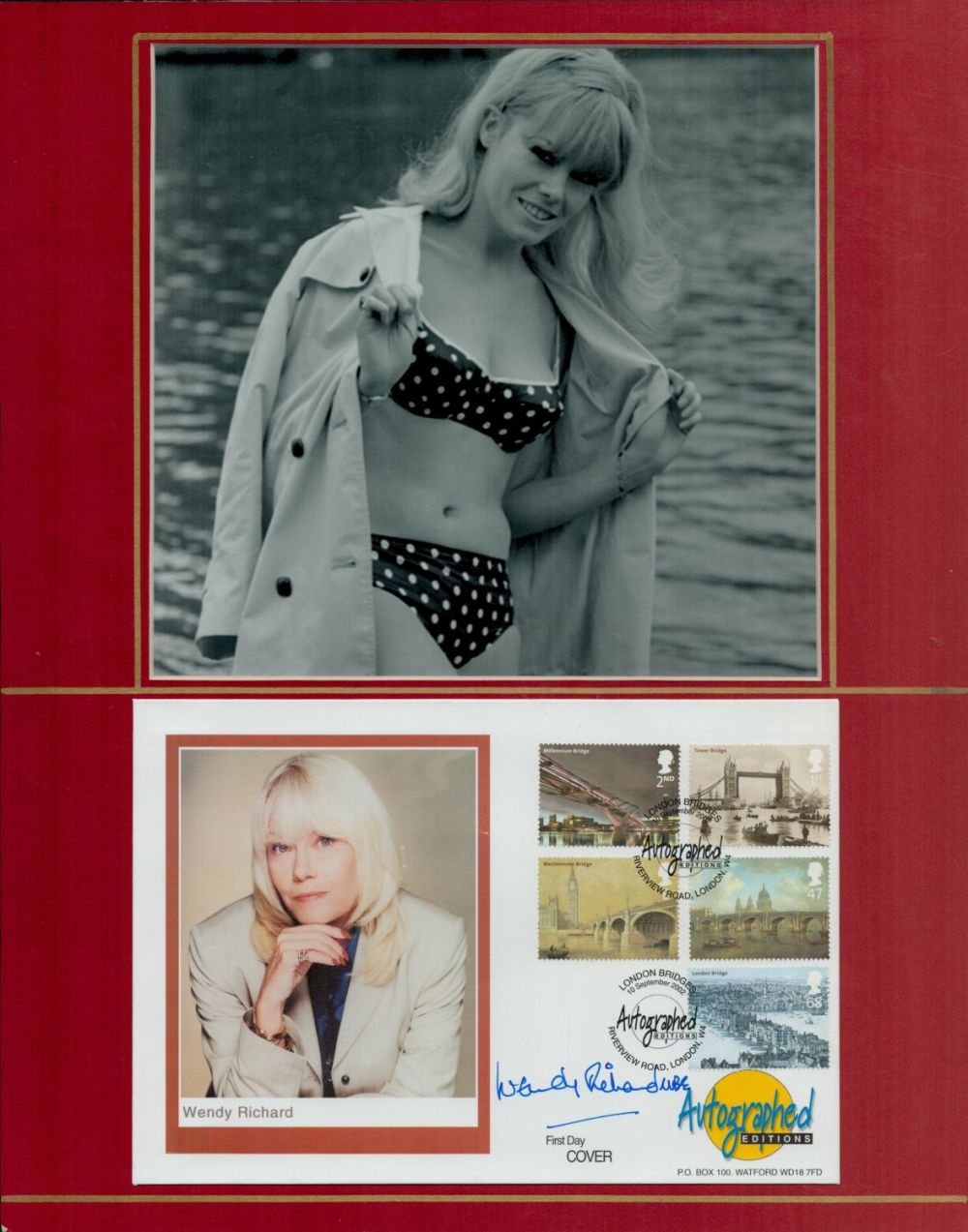 Lot 310: Wendy Richard actress signed 11x14 mounted autographed editions...