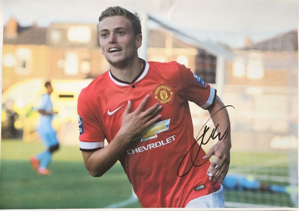 Lot 326: James Wilson signed 12x16 Manchester united photo. Good...