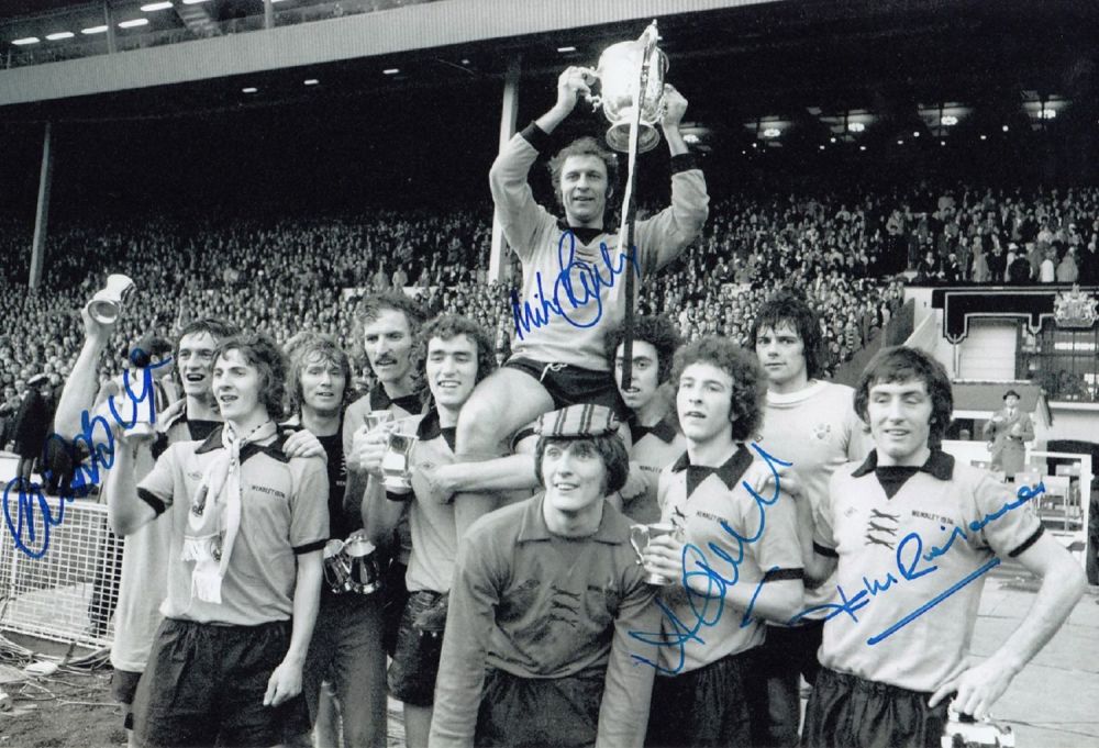 Lot 376: Autographed wolves 12 x 8 photo : b/w,...