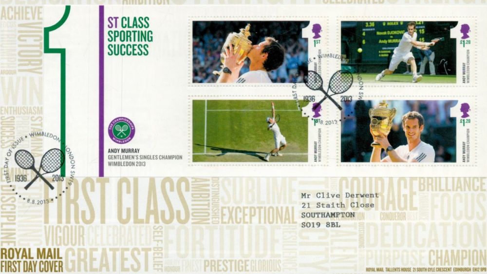 Lot 388: Andy Murray 1st Class Sporting Success unsigned FDC...