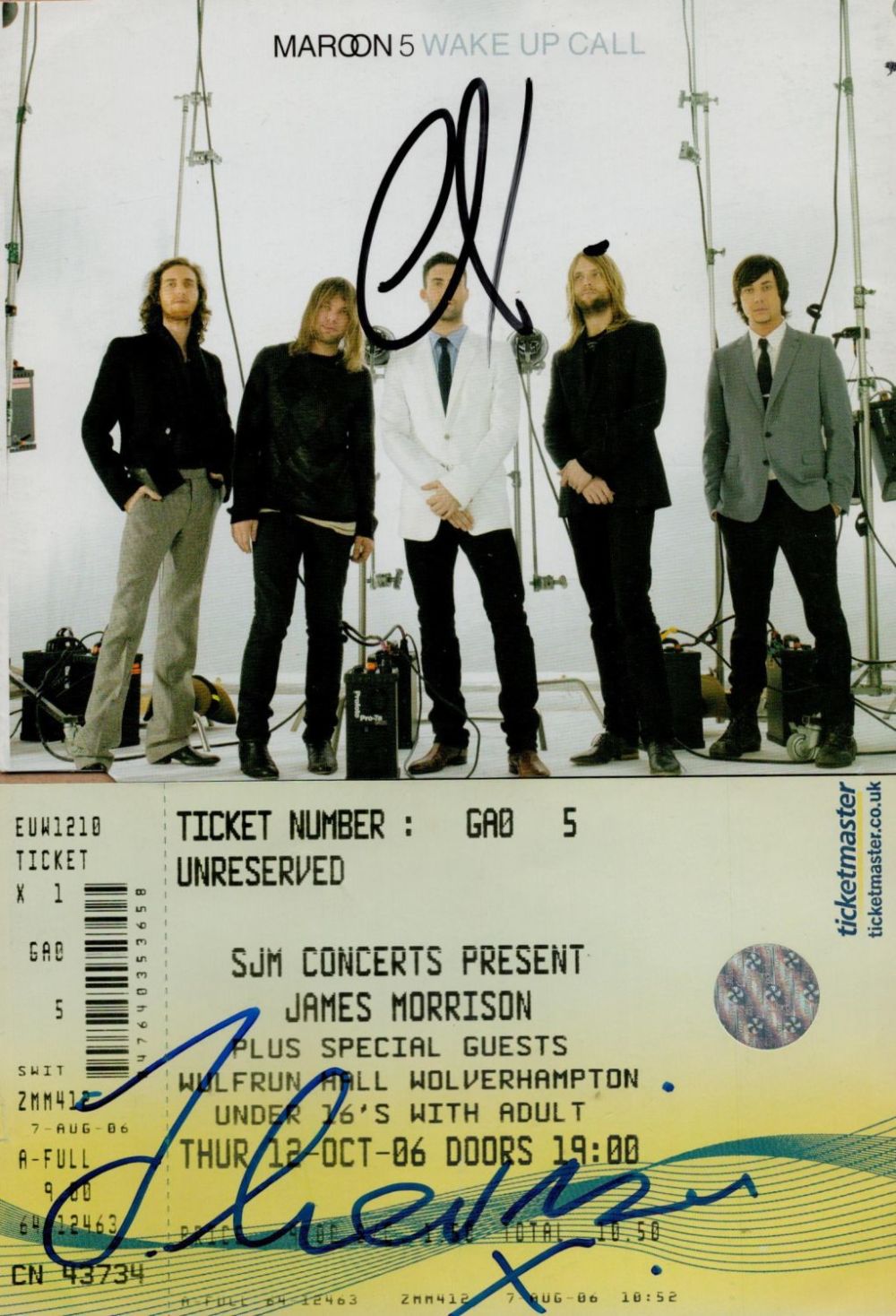 Lot 431: Collection Adam Levine signed Marron 5 Wake Up...