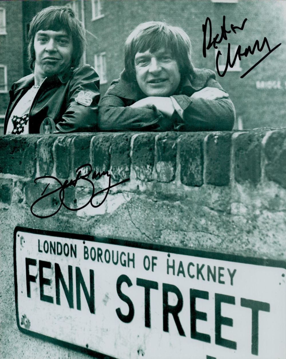 Lot 448: David Barry and Peter Cleall signed 10x8" black...