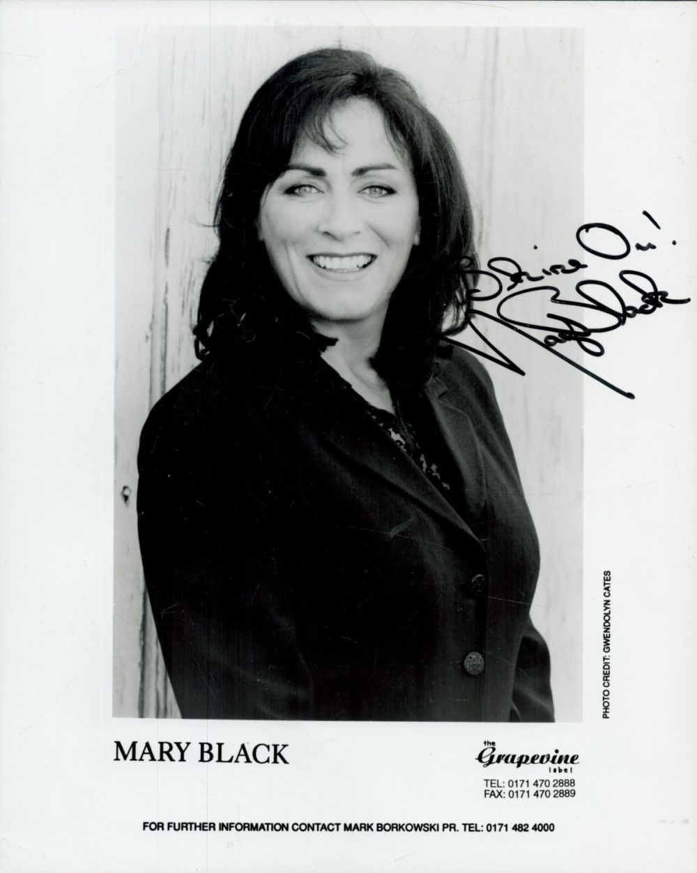 Lot 503: Mary Black signed Black & White Photo 10x8...