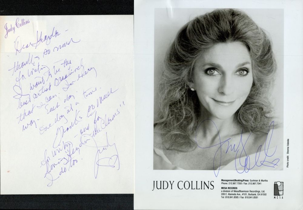 Lot 507: Judy Collins signed Promo. Black & White Photo...