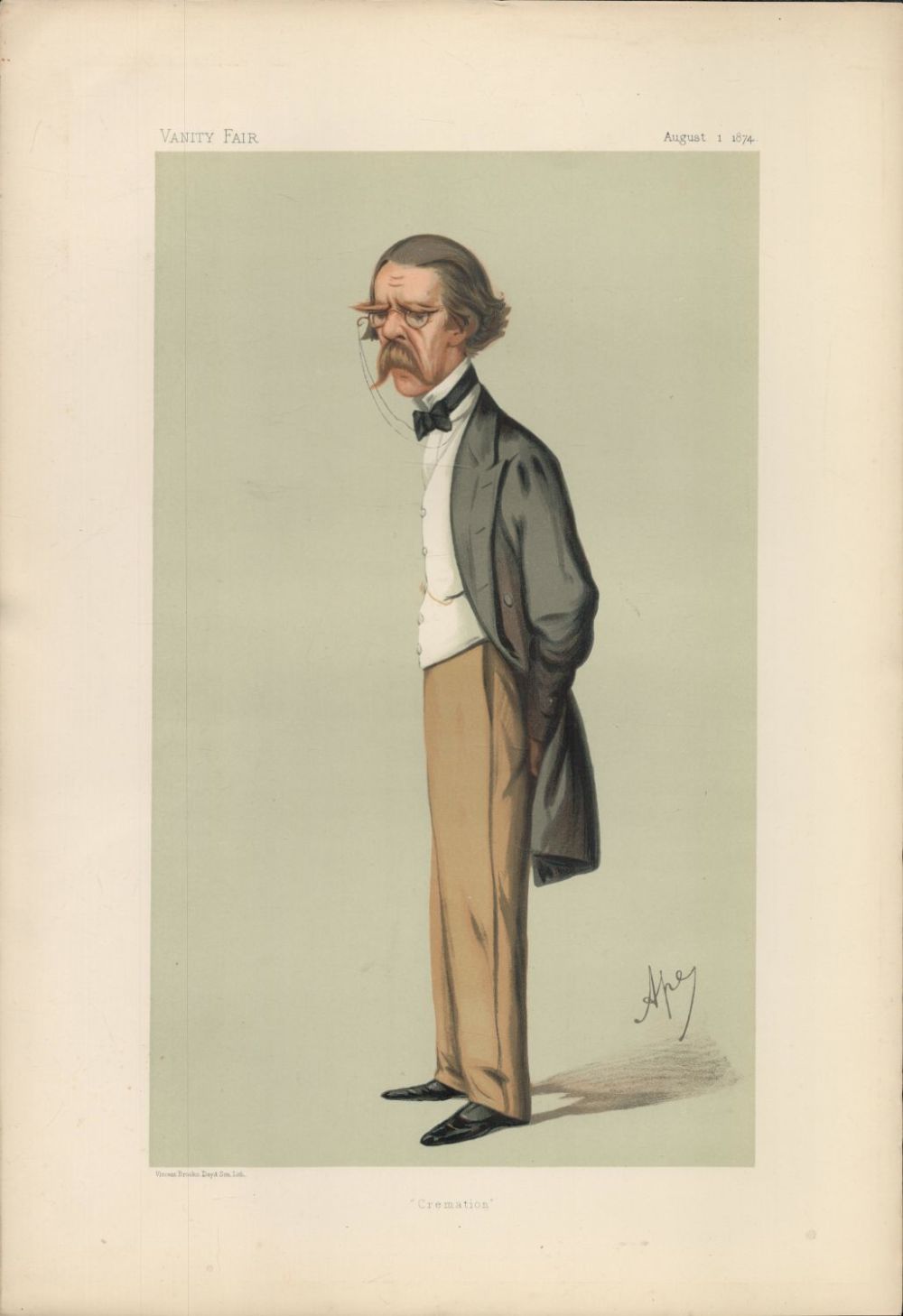 Lot 543: Vanity Fair print. Titled Cremation. Dated 1/8/1874. Approx...