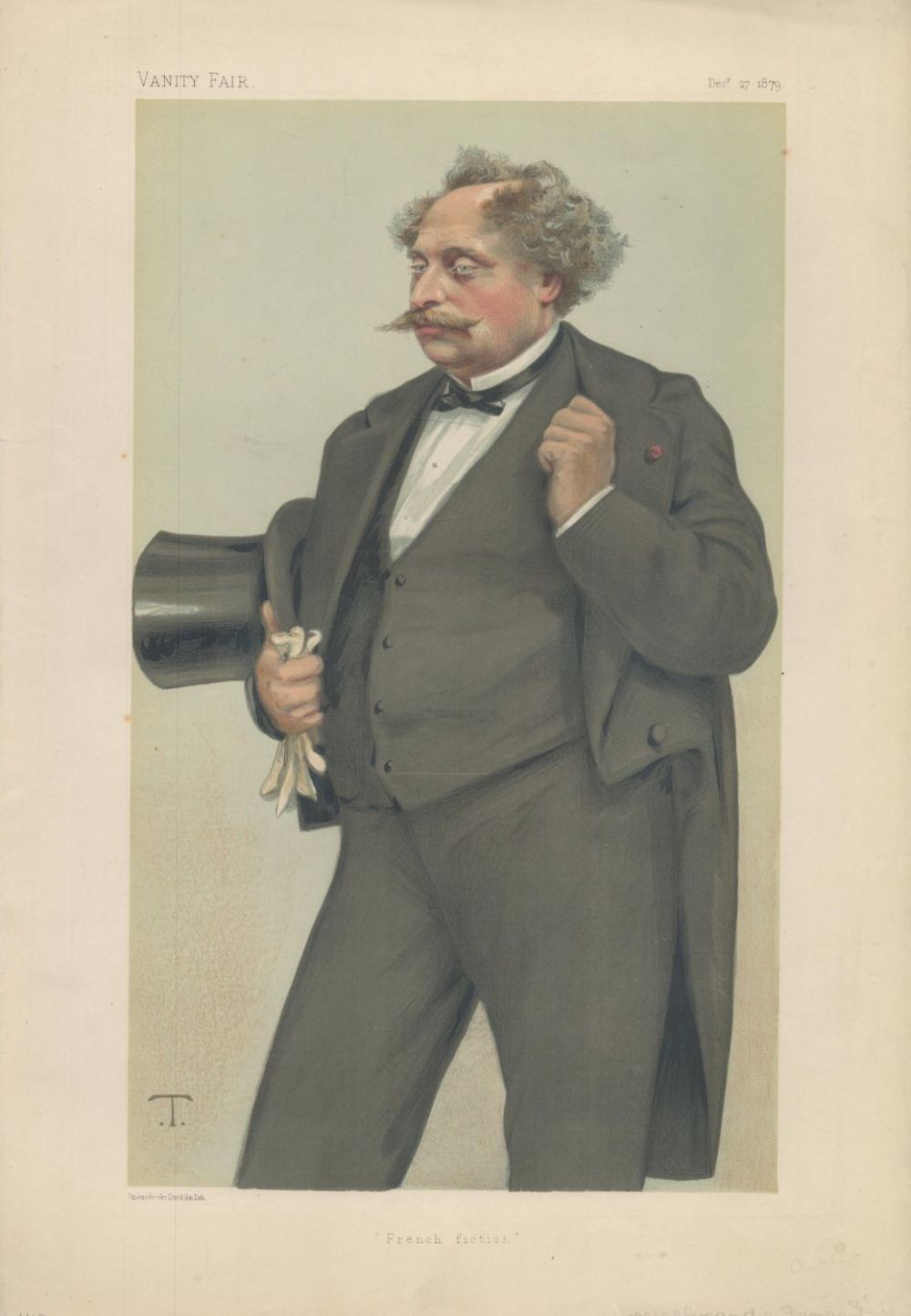Lot 547: Vanity Fair print. Titled French Fiction. Dated 27/12/1879....