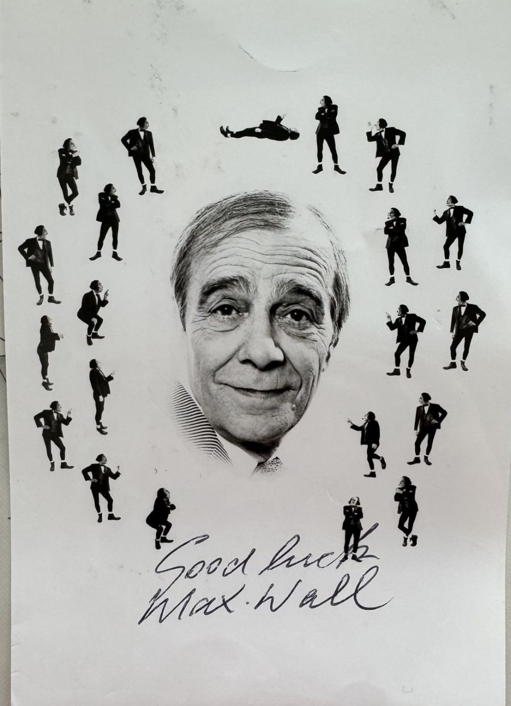 Lot 483: Max Wall signed 6x4inch black and white photo....