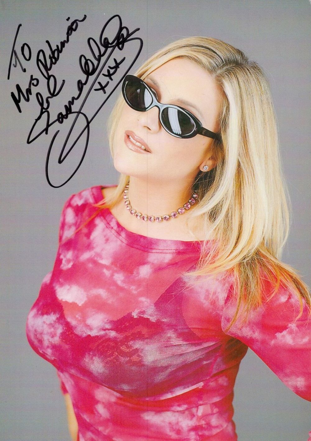 Lot 506: Samantha Fox signed 8x6 inch colour photo. Dedicated....