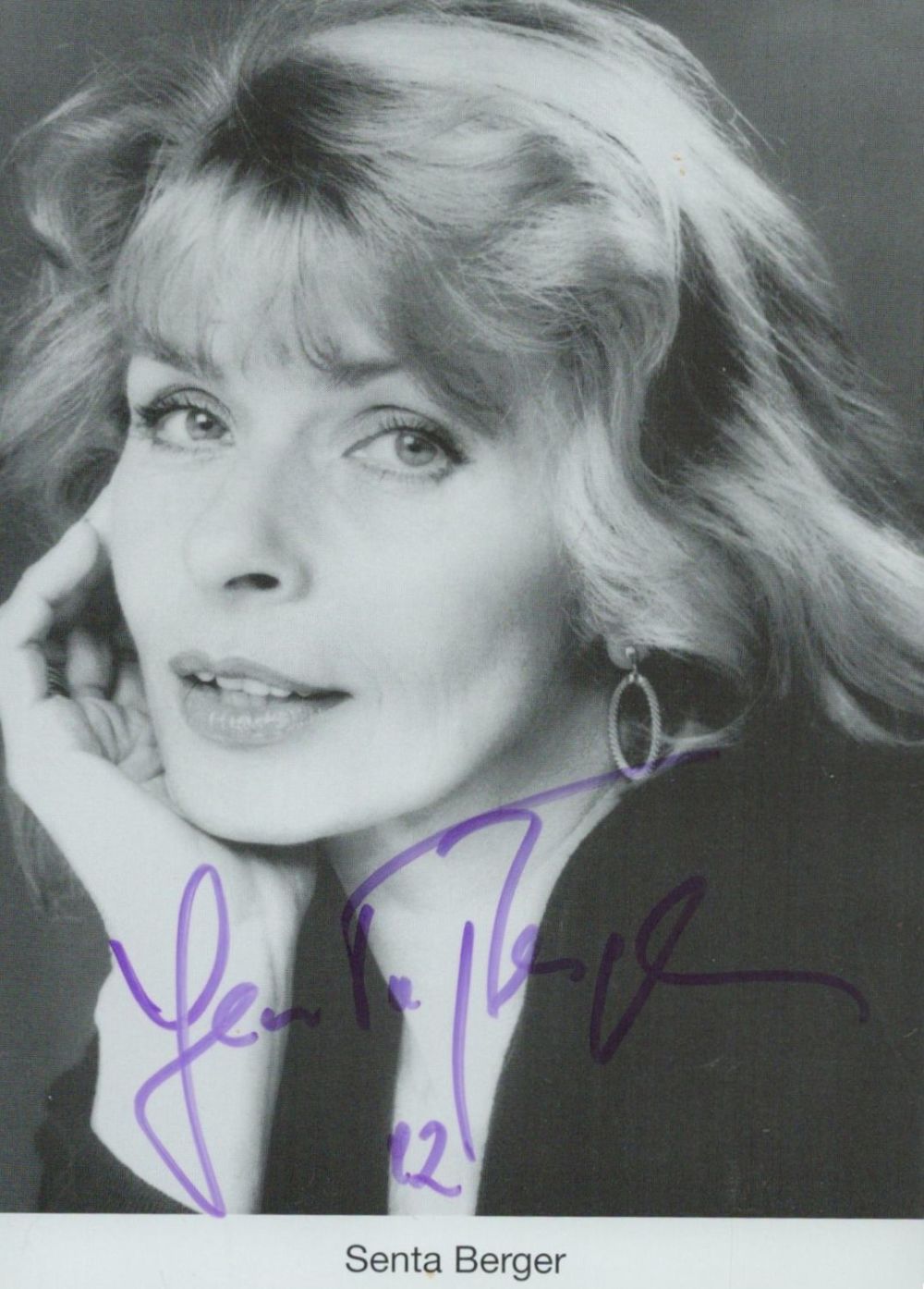 Lot 557: Senta Berger signed Promo. Black and White Photo...