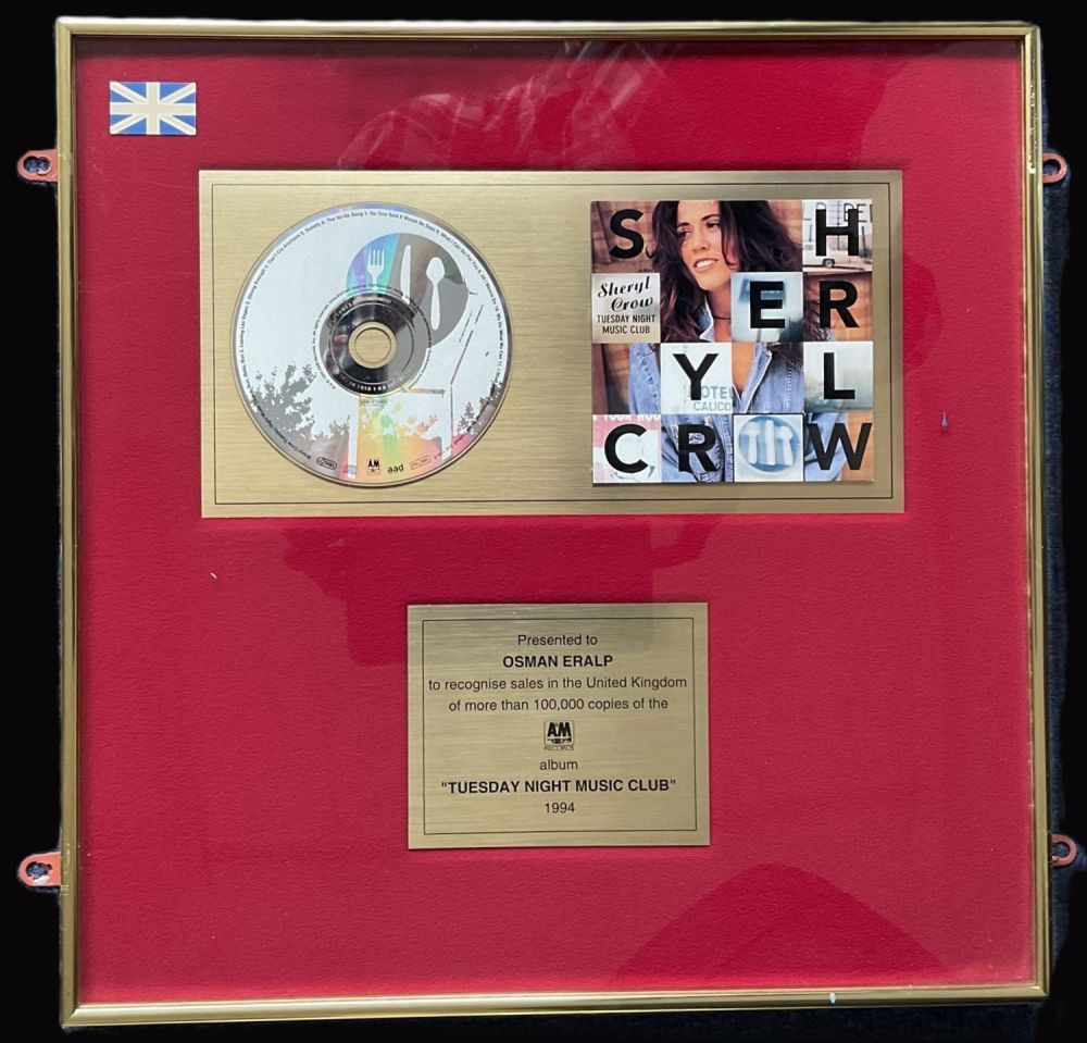 Lot 693: Sheryl Crow Award Presented to Osman Eralp to...
