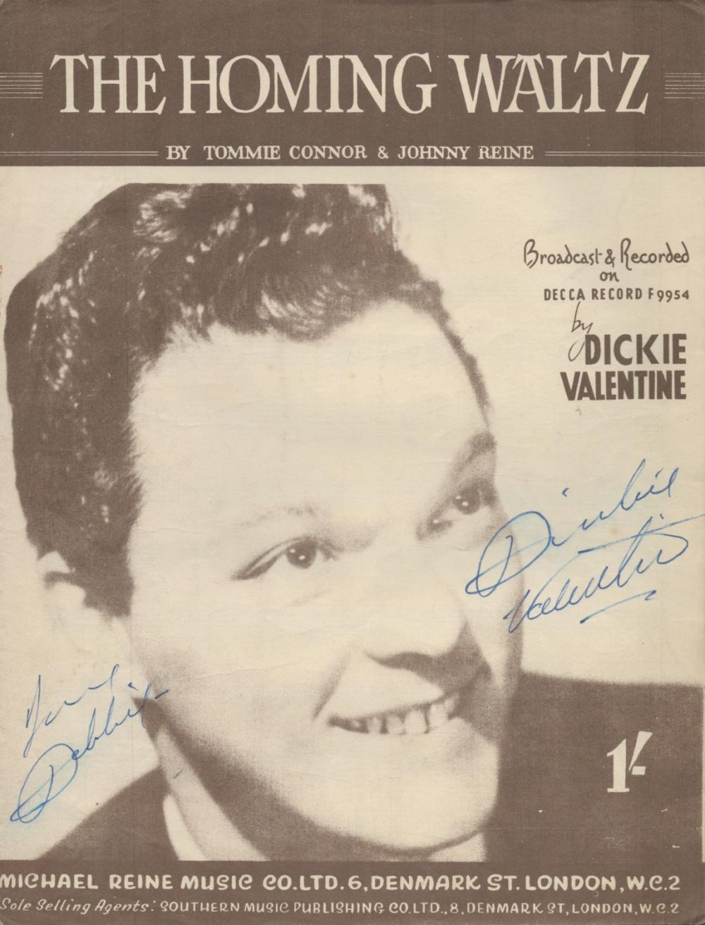 Lot 98: Multi signed Dickie Valentine plus 1 other Sheet...