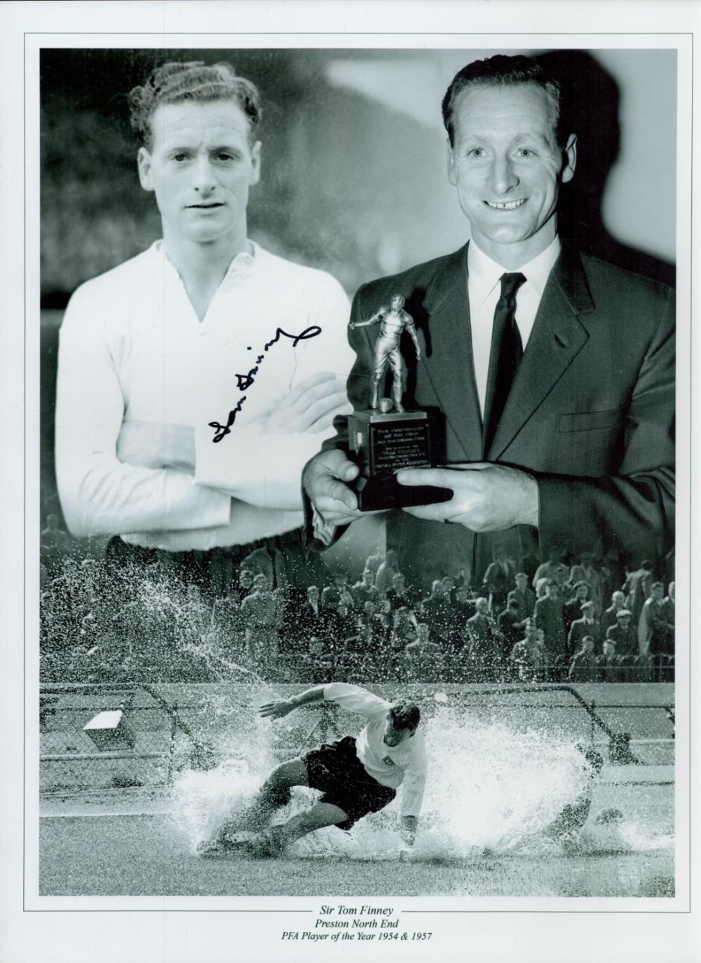 Lot 131: Sir Tom Finney signed Black and White Print...