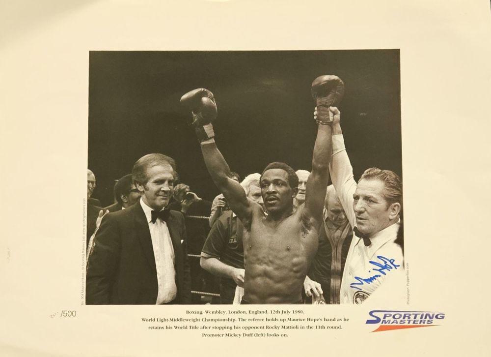 Lot 134: Maurice Hope signed Black and White Print. 'Boxing,...