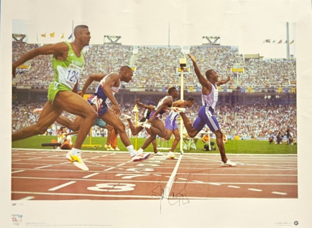 Lot 143: Linford Christie signed 23x16.5 Inch Team GB Olympic...