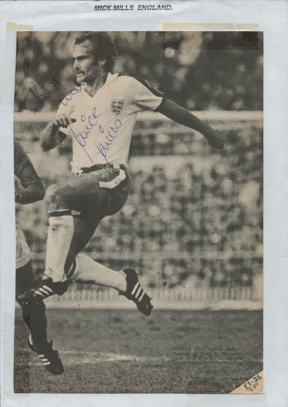 Lot 223: Mick Mills signed 10x7 inch black and white...