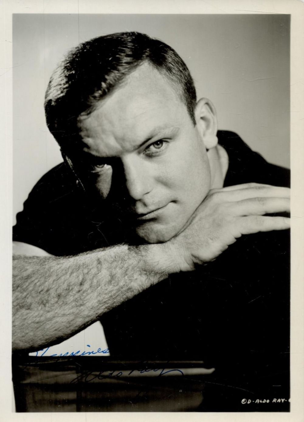 Lot 269: Aldo Ray signed 7x5 black and white photo....