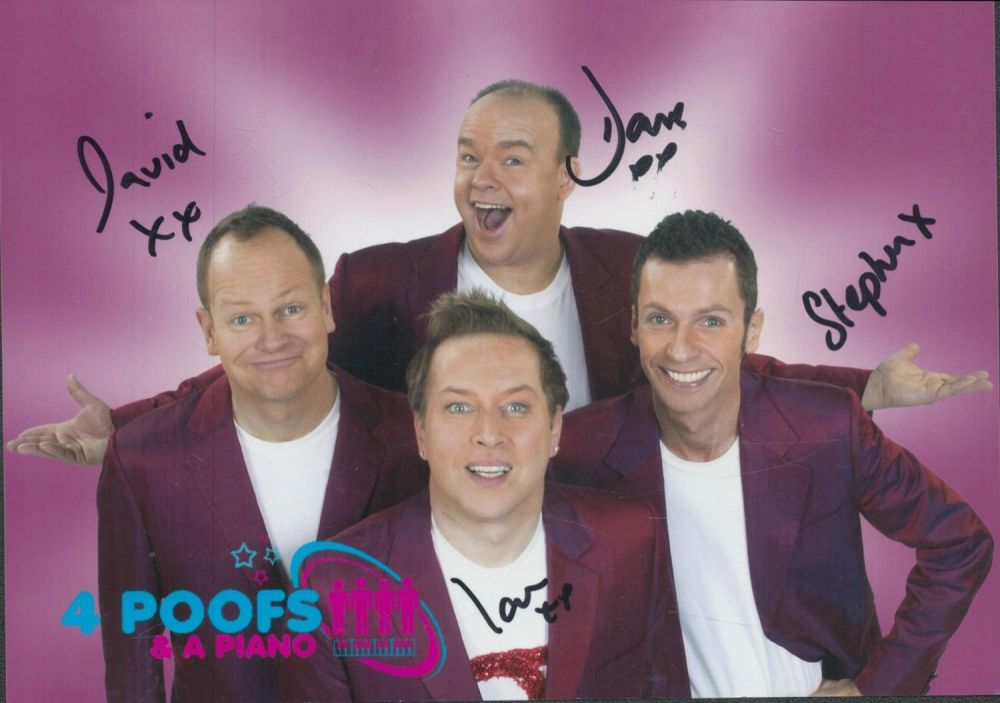 Lot 290: 4 Poofs and a Piano multi signed David,...