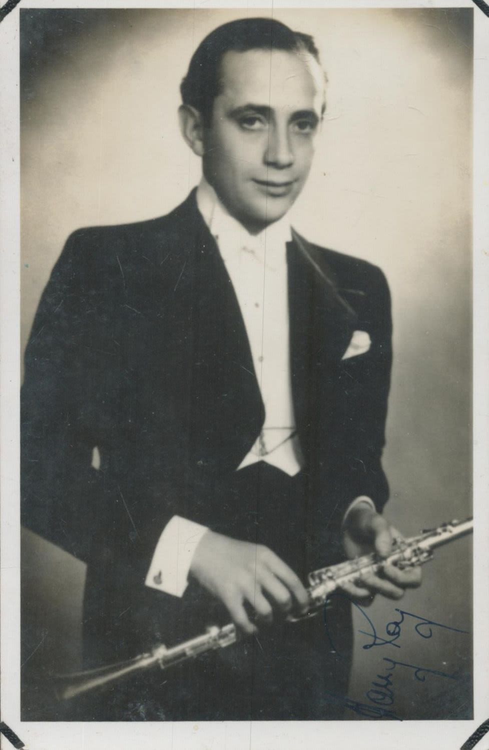 Lot 297: Harry Roy signed 5x3 inch vintage black and...