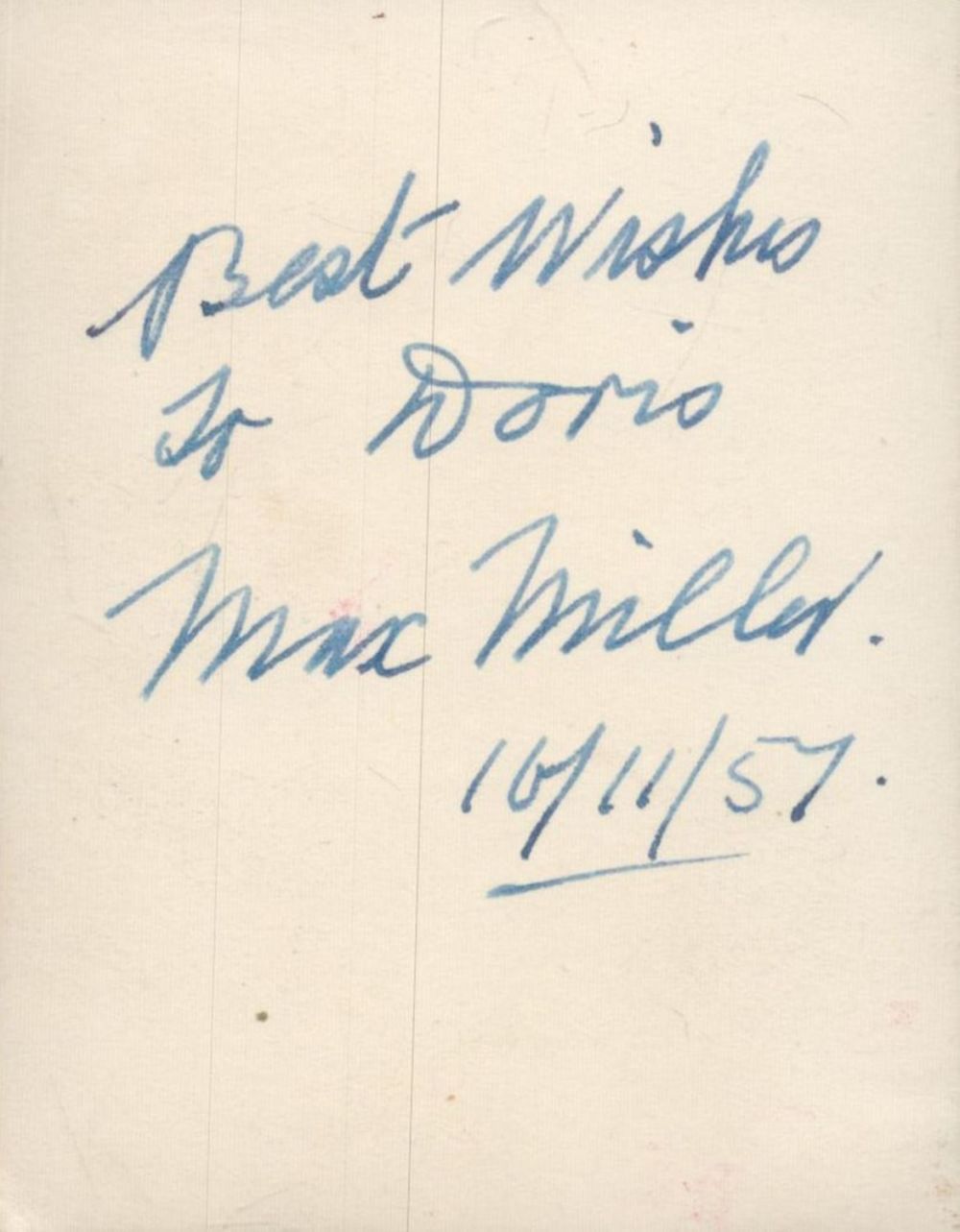 Lot 301: Max Miller signed 4x3 inch vintage black and...