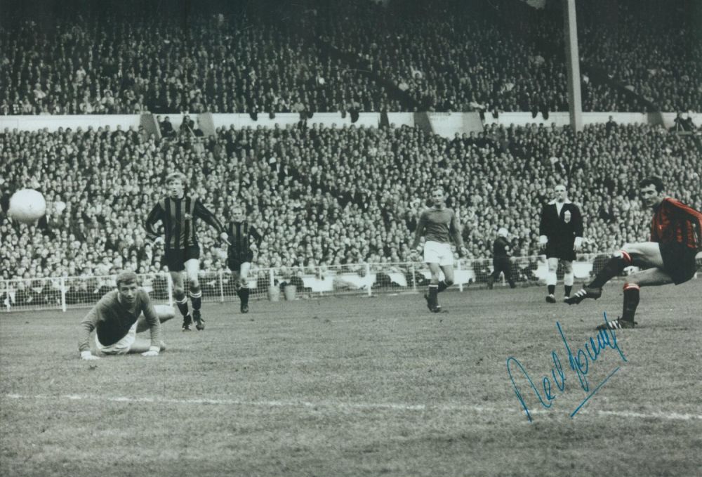 Lot 344: Neil Young signed 12x8 inch Man City 1969...