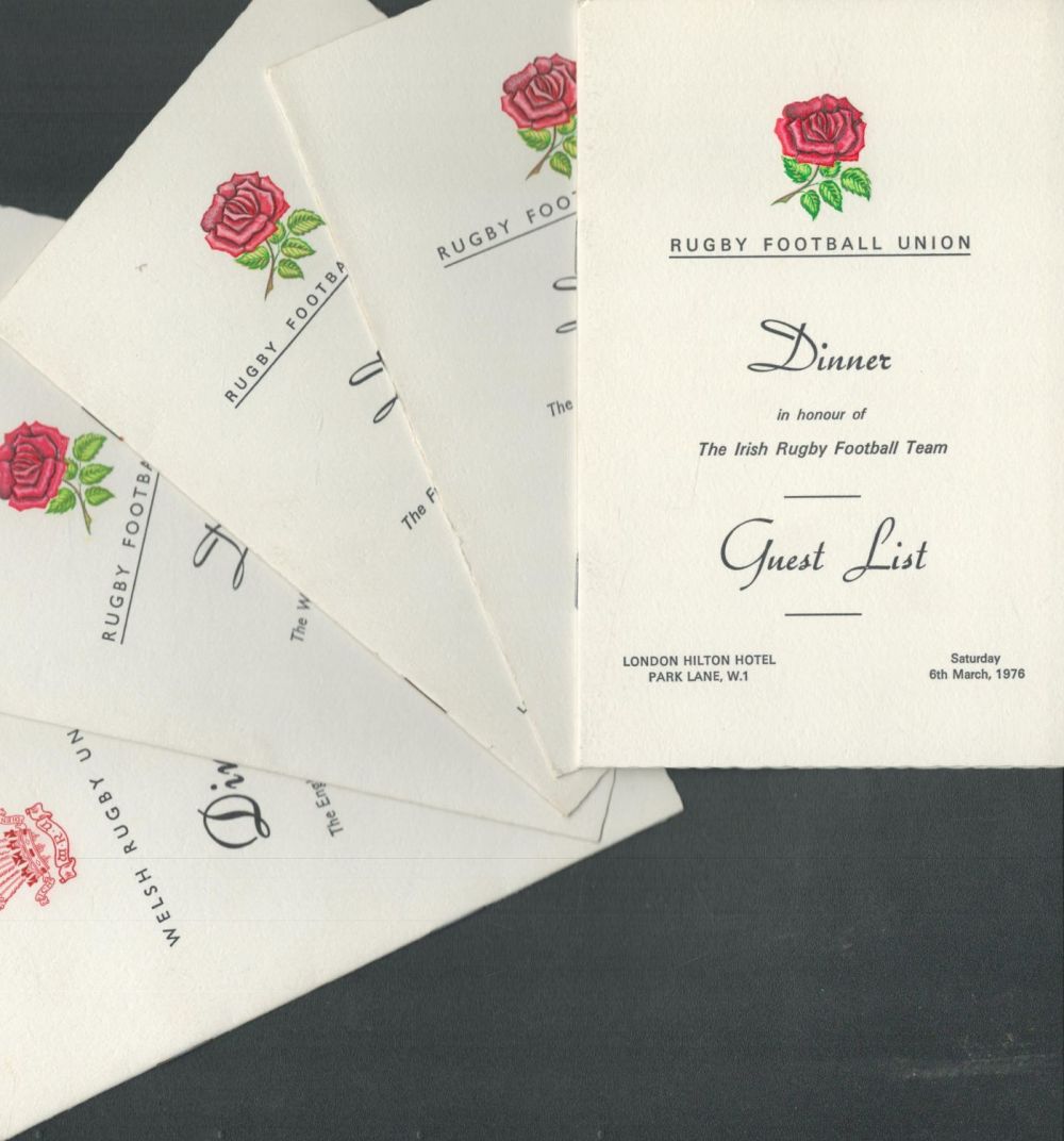Lot 345: Rugby Union signed by five Dinner guest lists...