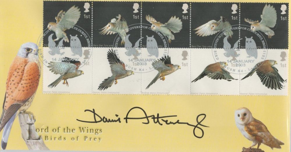 Lot 382: David Attenborough signed 2003 Birds of Prey Lord...
