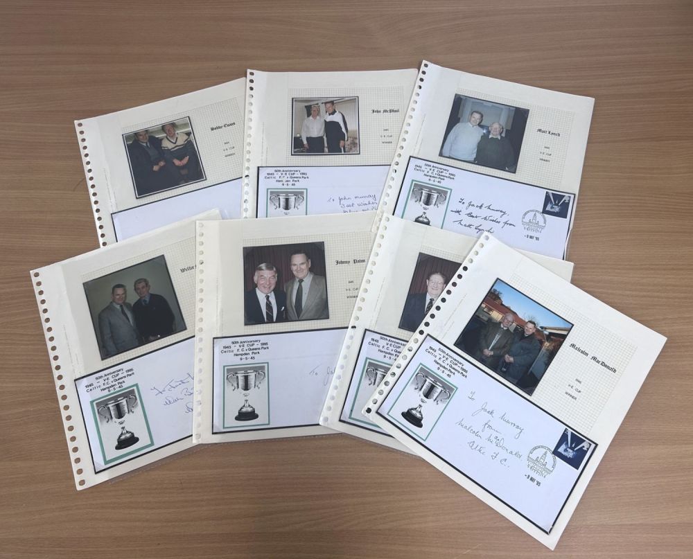 Lot 386: Celtic Football 1945 VE Cup players signed collection....