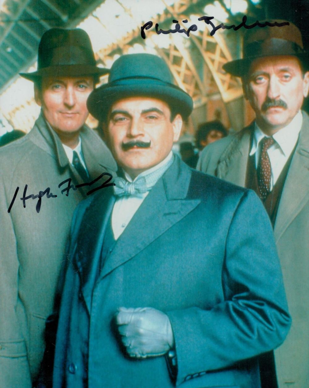 Lot 388: Poirot actors Hugh Fraser and Phillip Jackson signed...