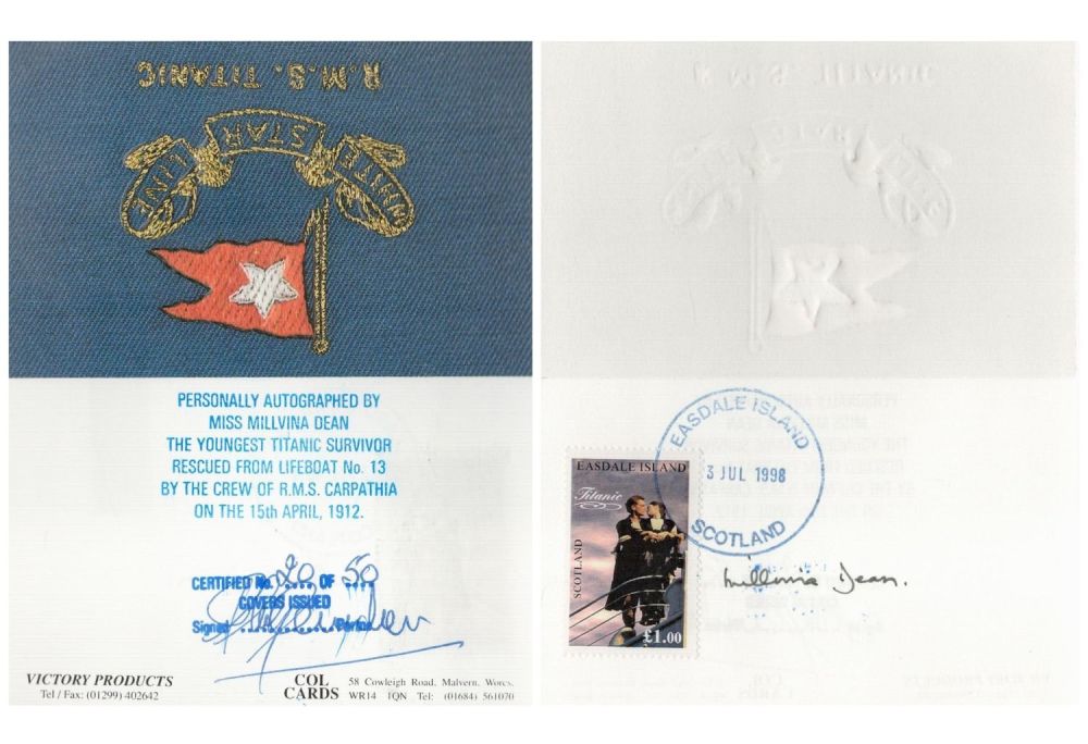 Lot 393: Titanic survivor Millvina Dean signed 1998 RMS Titanic...