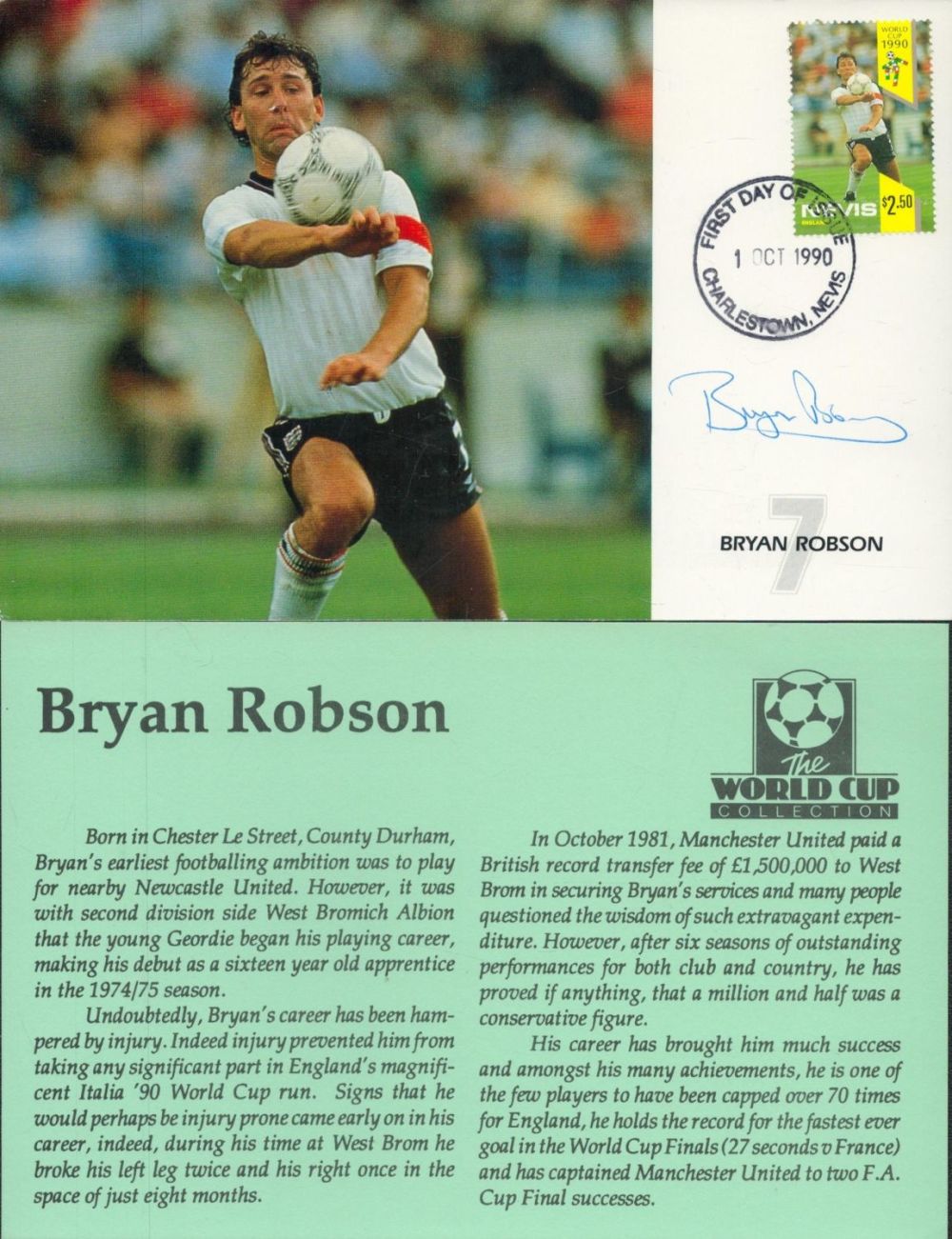 Lot 458: Football legend Bryan Robson signed scarce 1990 World...